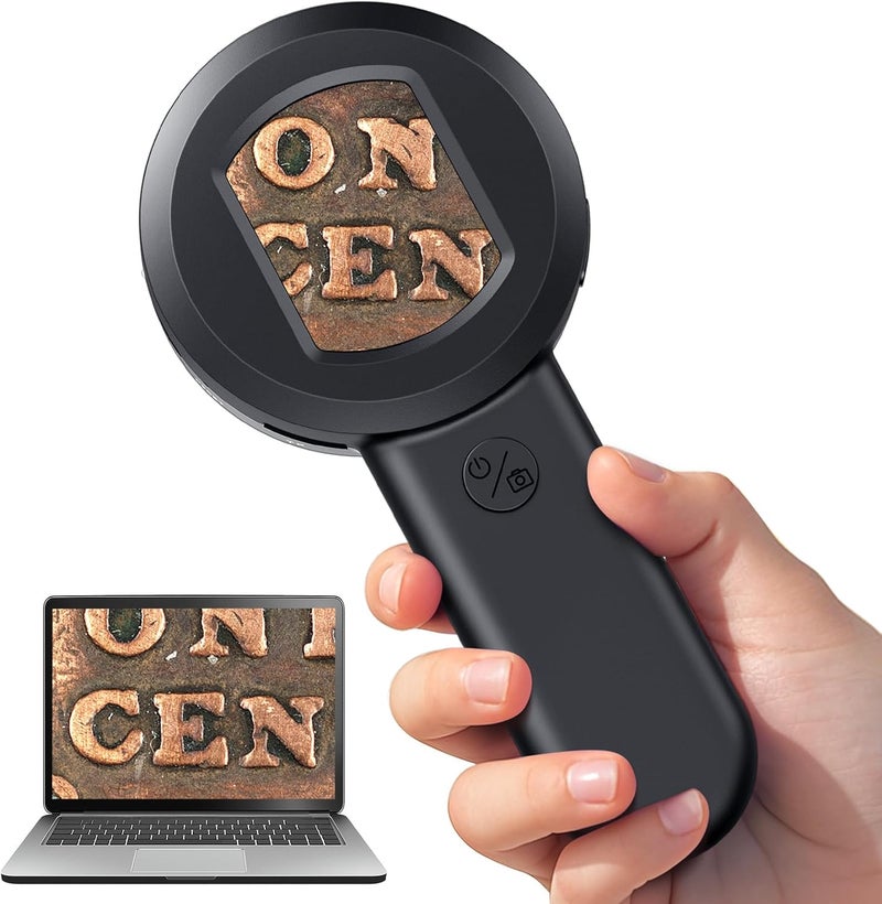 100 Times digital magnifying glass with screen is suitable for reading and currency authentication, compatible with Windows/Mac, with 32GB memory card Black - Image 1