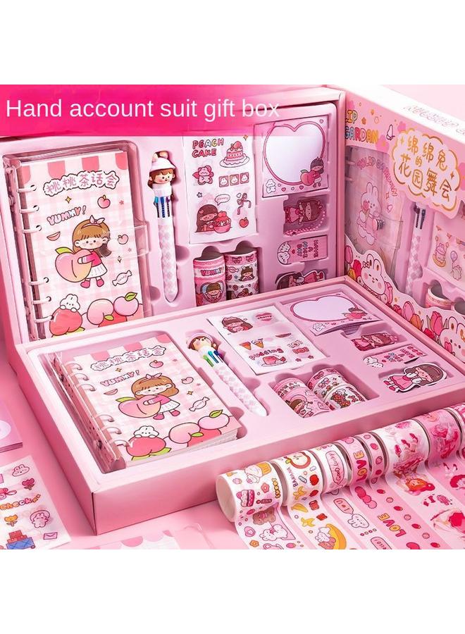 Bluejw Hand Ledger Suit Gift Box A Set Of Cute Girls Children's Hand Ledger Notebook Primary School Students Stationery Tools Gift - Image 3