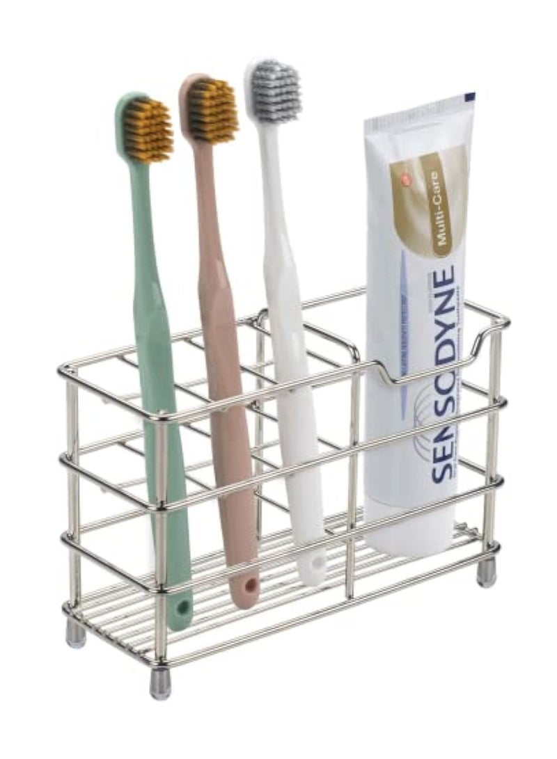 Arabest Toothbrush Holder, Stainless Steel Rustproof Metal Bathroom Toothbrush and Toothpaste Holder Bathroom Accessories Organizer for Small Spaces (Small, Silver)  - Image 2