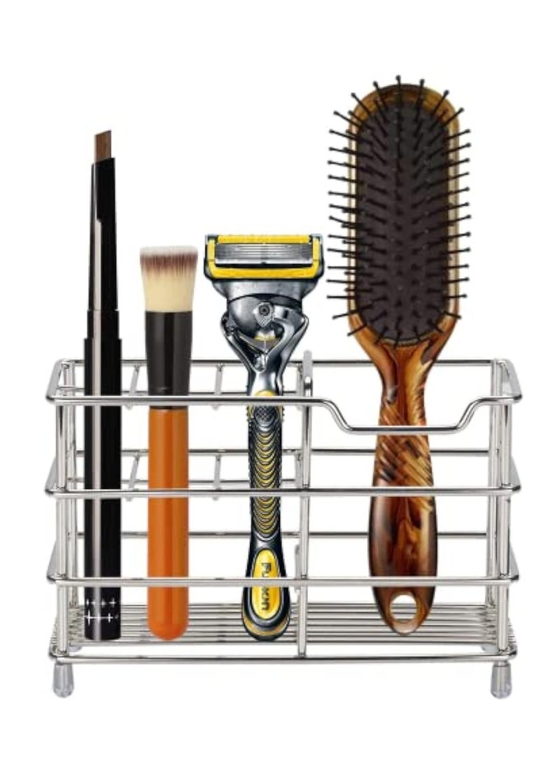 Arabest Toothbrush Holder, Stainless Steel Rustproof Metal Bathroom Toothbrush and Toothpaste Holder Bathroom Accessories Organizer for Small Spaces (Small, Silver)  - Image 3
