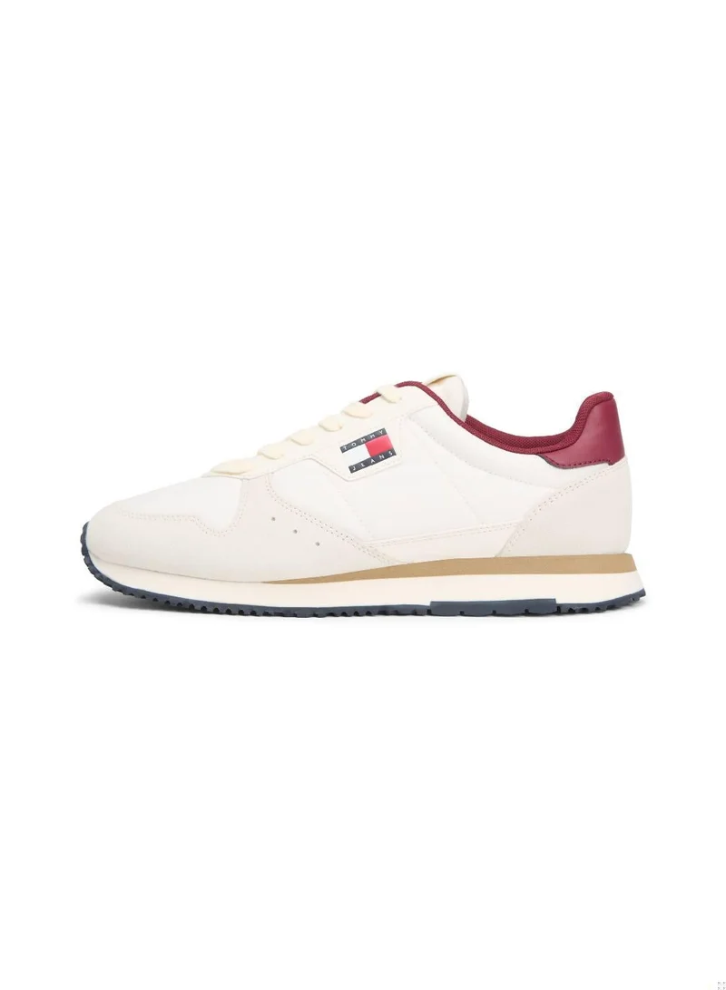 Tommy Jeans Ivory/Deep Dahlia Mixed Texture Fine Cleat Trainers for Men | Best Price UAE
