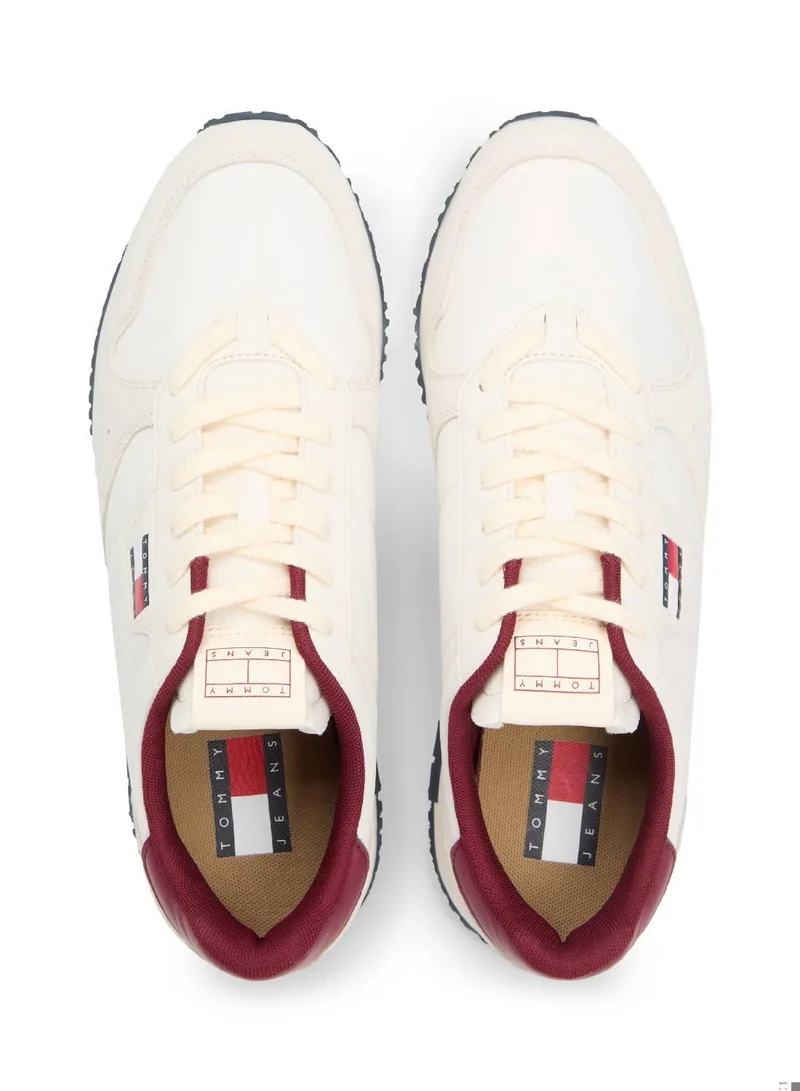Tommy Jeans Ivory/Deep Dahlia Mixed Texture Fine Cleat Trainers for Men | Best Price UAE