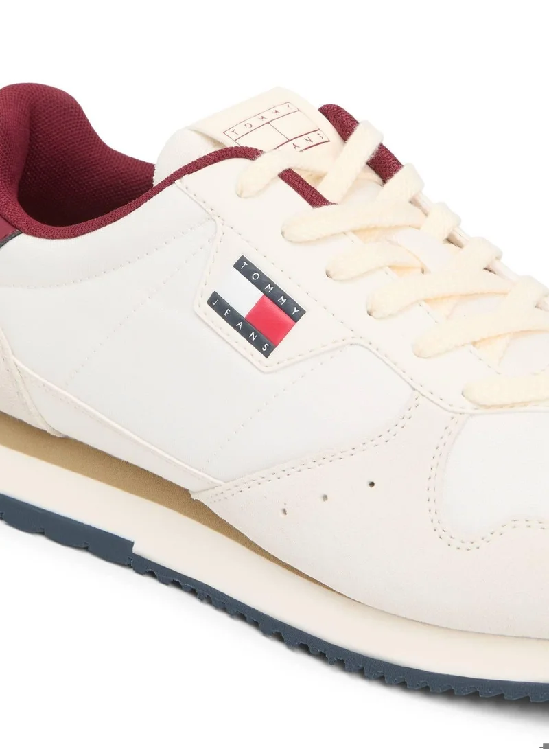 Tommy Jeans Ivory/Deep Dahlia Mixed Texture Fine Cleat Trainers for Men | Best Price UAE