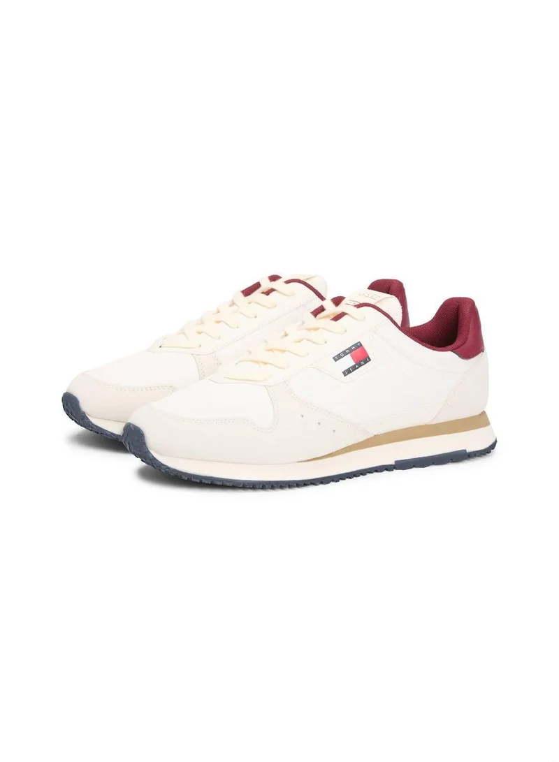 Tommy Jeans Ivory/Deep Dahlia Mixed Texture Fine Cleat Trainers for Men | Best Price UAE