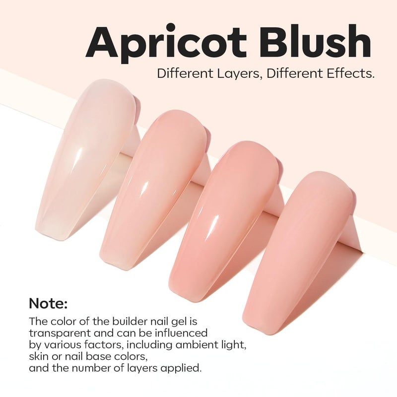 modelones Builder Nail Gel, 8-in-One Sheer Nude Pink Builder, Apricot Blush Pink Rubber Base for Nail Thickening Apex Building LED Lamp Cured Hard Strengthener Extend Color Gel Polish for DIY Salon - Image 3