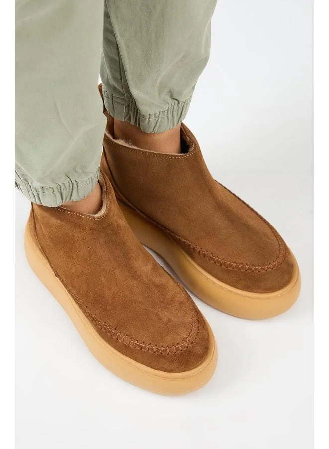 Manijero  (Carolina) Women's Real Leather Fur-Trimmed Mini Taba Boot. for Women | Best Price UAE