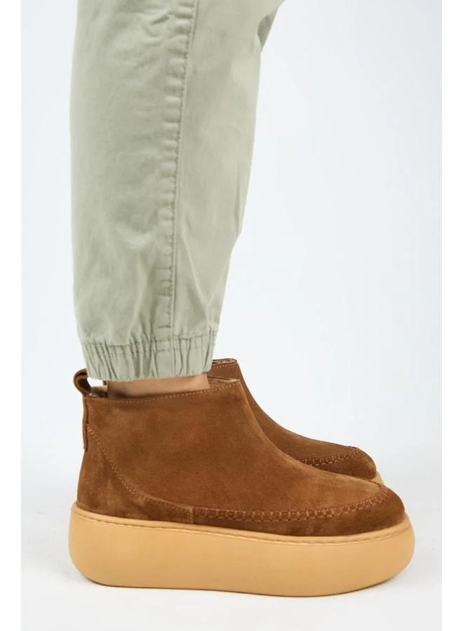 (Carolina) Women's Real Leather Fur-Trimmed Mini Taba Boot.