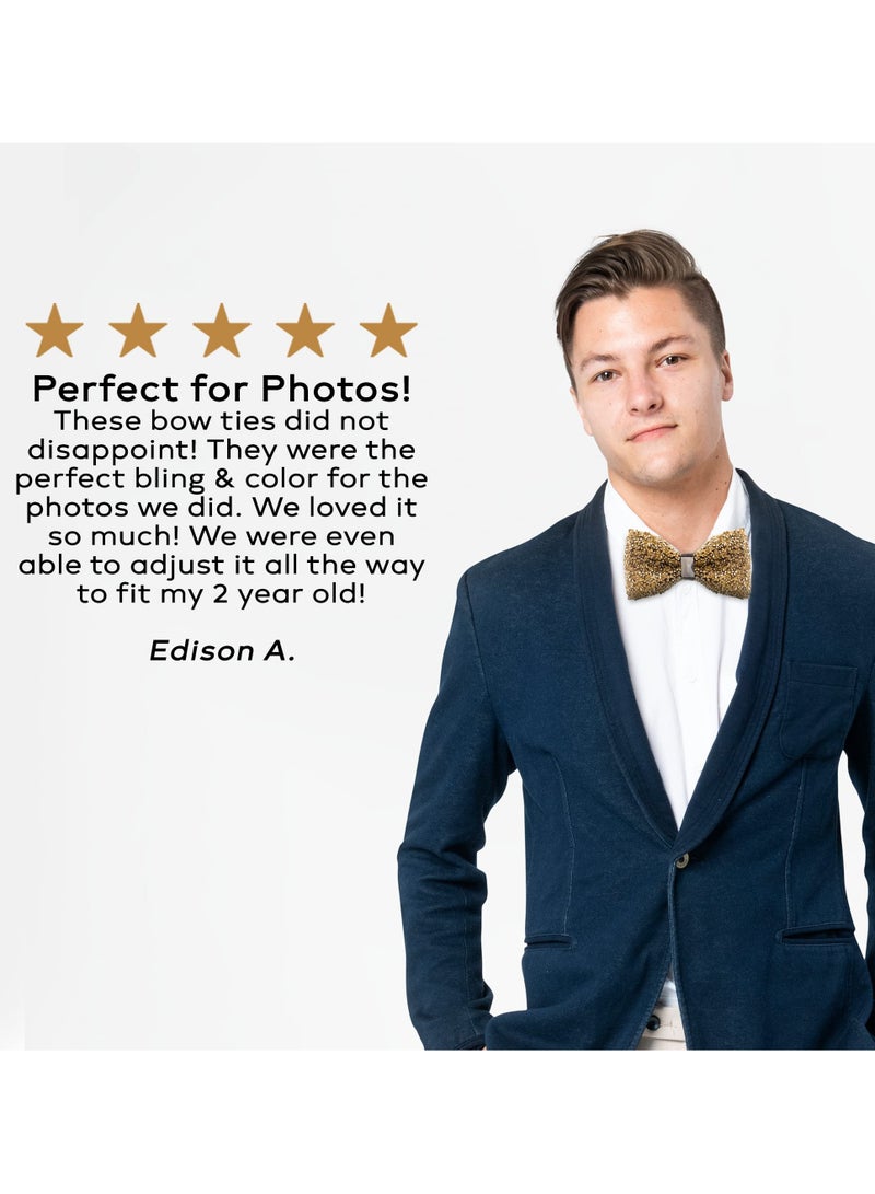 SOLARAE Rhinestone Bow Ties for Men and Boys - Pre-Tied Sequins Diamond Bow Ties with Adjustable Length, Perfect for Parties, Banquets, Weddings, and Tuxedo Dress Shirts. - Image 3