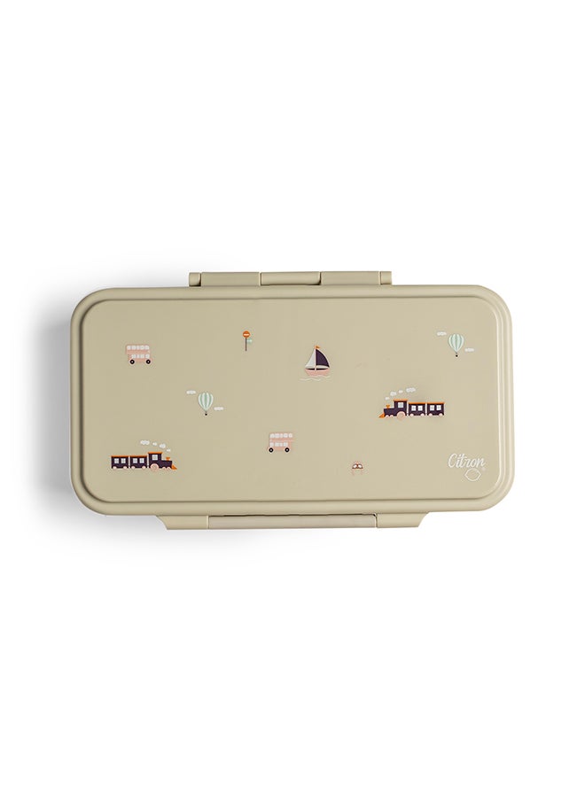 Citron - Rectangle Lunchbox With 2 Compartments For Kids, Leak Proof And Bpa Free Lunch Box For Kids - Vehicles - Image 1