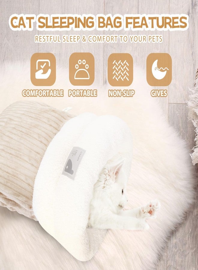 Cat Sleeping Bag Bed, Winter Soft Plush Sack Self Warming Cave Bed for Indoor Cats, 360°Wrap Comfortable Pet Snuggle Sack, Soft Plush Large - Size L (Brown) - Image 3