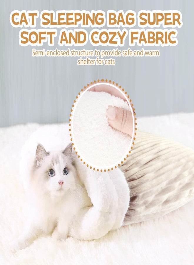 Cat Sleeping Bag Bed, Winter Soft Plush Sack Self Warming Cave Bed for Indoor Cats, 360°Wrap Comfortable Pet Snuggle Sack, Soft Plush Large - Size L (Brown) - Image 4