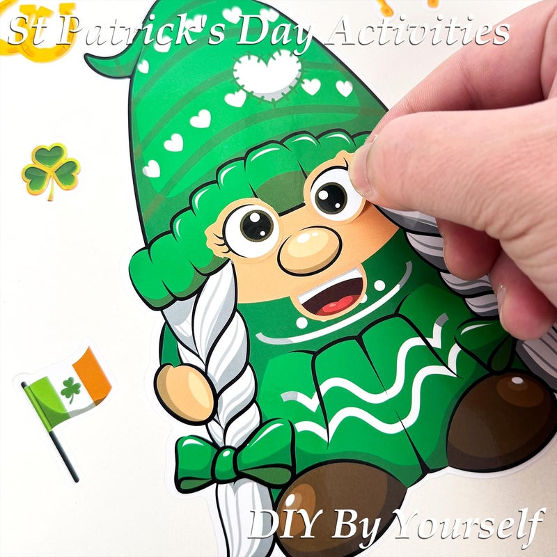 Aowplc 32 Sheets St Patricks Day Make A Face Stickers Saint Patricks Gnomes Crafts Stickers for Kids St.Patrick's Day Party Favors Supplies Classroom Gifts - Image 4