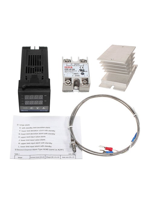 REX-C100FK02-V*AN Intelligent Temperature Controller SSR Output + SSR-40 DA + K Probe Thermocouple + Heatsink