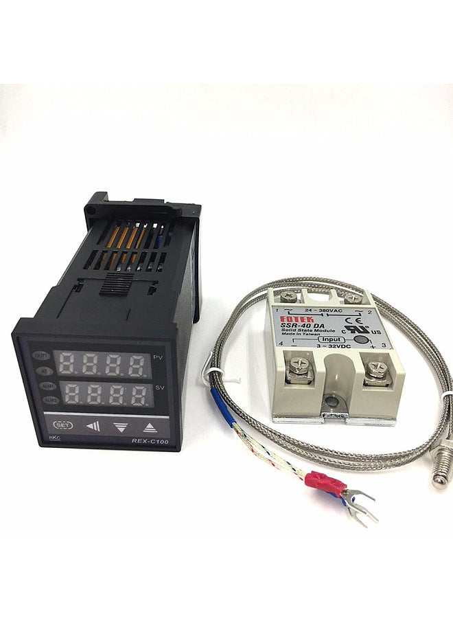 Generic - REX-C100FK02-V*AN Intelligent Temperature Controller SSR Output + SSR-40 DA + K Probe Thermocouple + Heatsink - Image 1