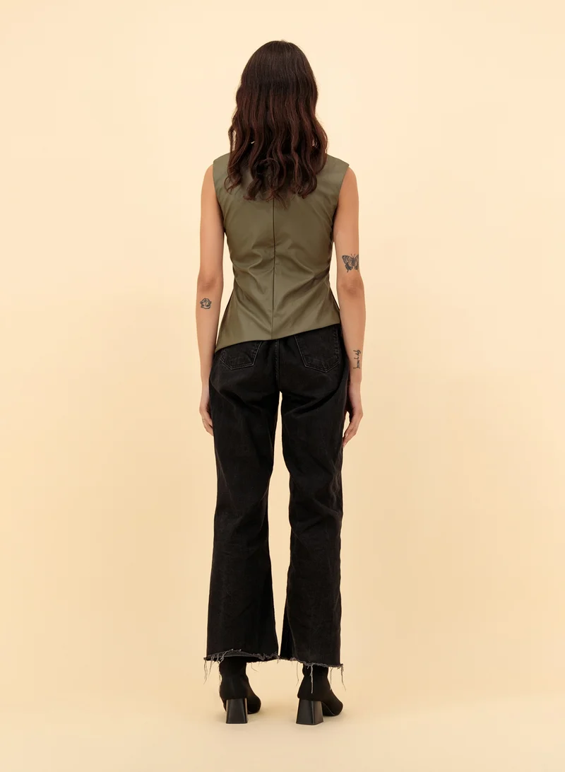 ASYMMETRIC LEATHER TOP