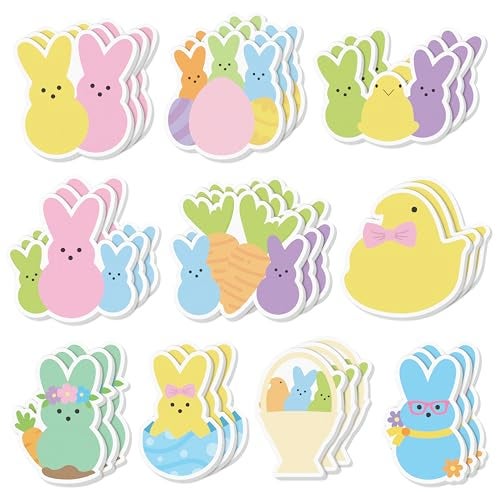CJiangpo 30Pcs Easter Bunny Sticky Notes Pads, 600 Sheets Colorful Candy Rabbit Self Stick Notepad Cute Chick Egg Memo Pad Page Marker for Kids Classroom Rewards Easter Party Favors Basket Stuffers - Image 1