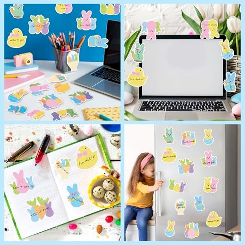CJiangpo 30Pcs Easter Bunny Sticky Notes Pads, 600 Sheets Colorful Candy Rabbit Self Stick Notepad Cute Chick Egg Memo Pad Page Marker for Kids Classroom Rewards Easter Party Favors Basket Stuffers - Image 5