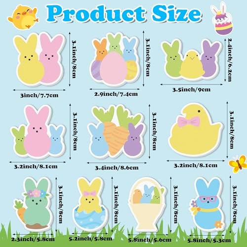 CJiangpo 30Pcs Easter Bunny Sticky Notes Pads, 600 Sheets Colorful Candy Rabbit Self Stick Notepad Cute Chick Egg Memo Pad Page Marker for Kids Classroom Rewards Easter Party Favors Basket Stuffers - Image 2