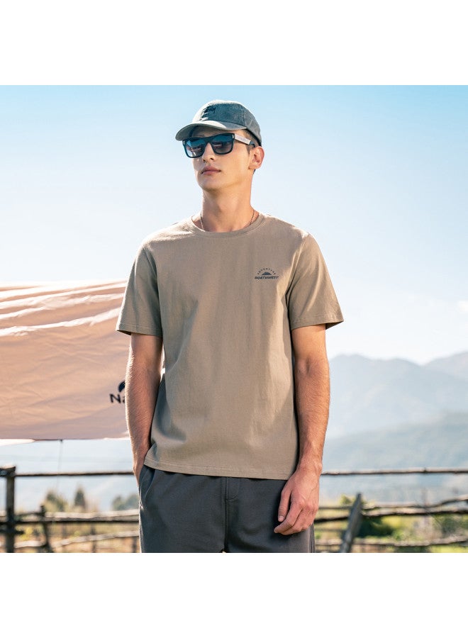 Cotton】men's Short Sleeve T-shirt - Summer Youth Creative Mountain Print Round Neck Casual Tee - Image 3