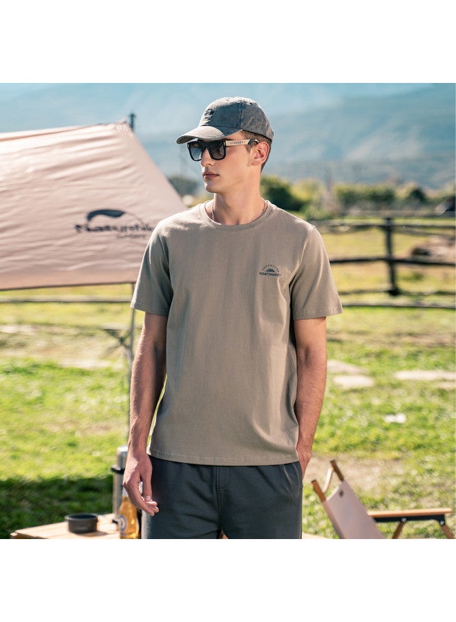 Cotton】men's Short Sleeve T-shirt - Summer Youth Creative Mountain Print Round Neck Casual Tee - Image 5