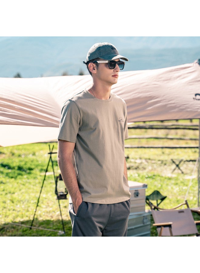 Cotton】men's Short Sleeve T-shirt - Summer Youth Creative Mountain Print Round Neck Casual Tee - Image 4