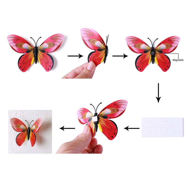 LiveGallery 72 PCS 6 Colors Removable 3D DIY Beautiful Butterfly Wall Decals Colorful Butterflies Art Decor Wall Stickers Murals for Kids Baby Boy Girls Bedroom Classroom Offices TV Background - Image 4