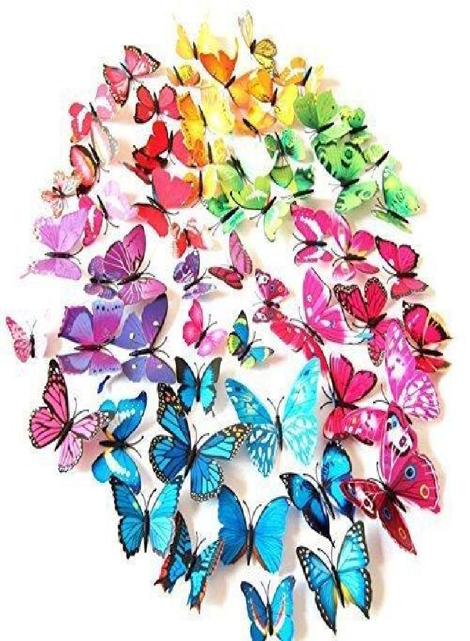 LiveGallery LiveGallery 72 PCS 6 Colors Removable 3D DIY Beautiful Butterfly Wall Decals Colorful Butterflies Art Decor Wall Stickers Murals for Kids Baby Boy Girls Bedroom Classroom Offices TV Background - Image 1