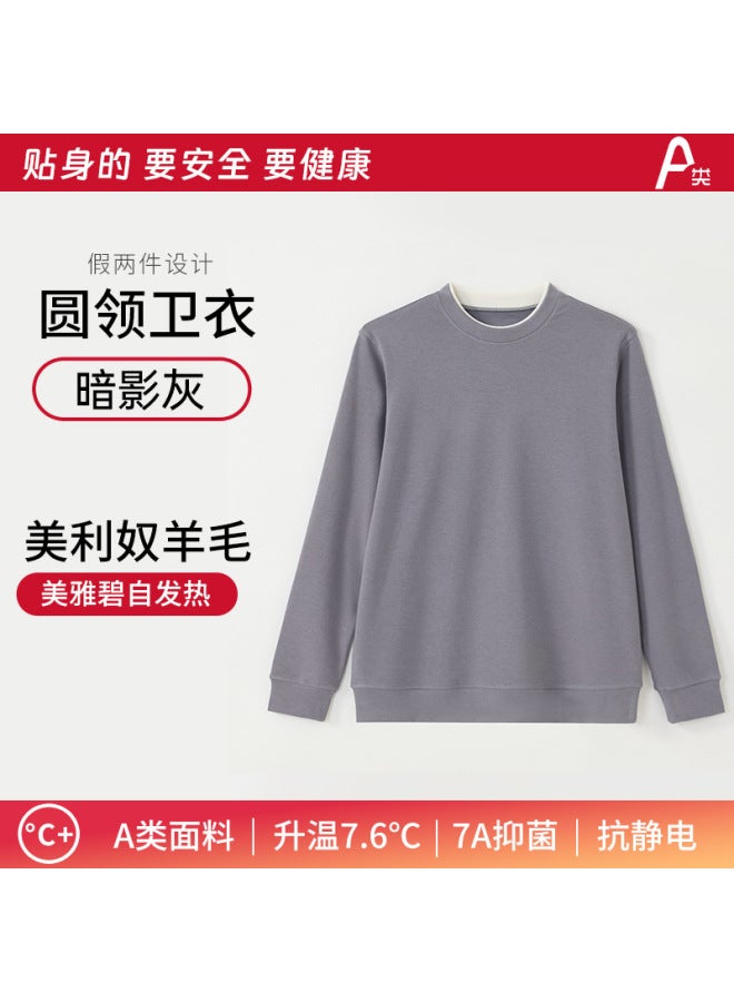 Category A Autumn And Winter New Trbottomyy Fake Two-piece Bottoming Shirts For Men And Women Loose Round Neck Tops Couples Wool Long-sleeved Sweatshirts