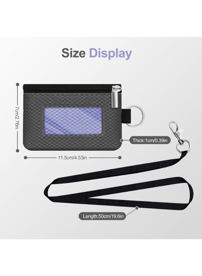 Minimalist RFID Blocking Small Wallet with ID Window,WaterResistant Zip Id Case Wallet with Lanyard Keychain for Cards,Cash,Travel,Women,Men - Image 5