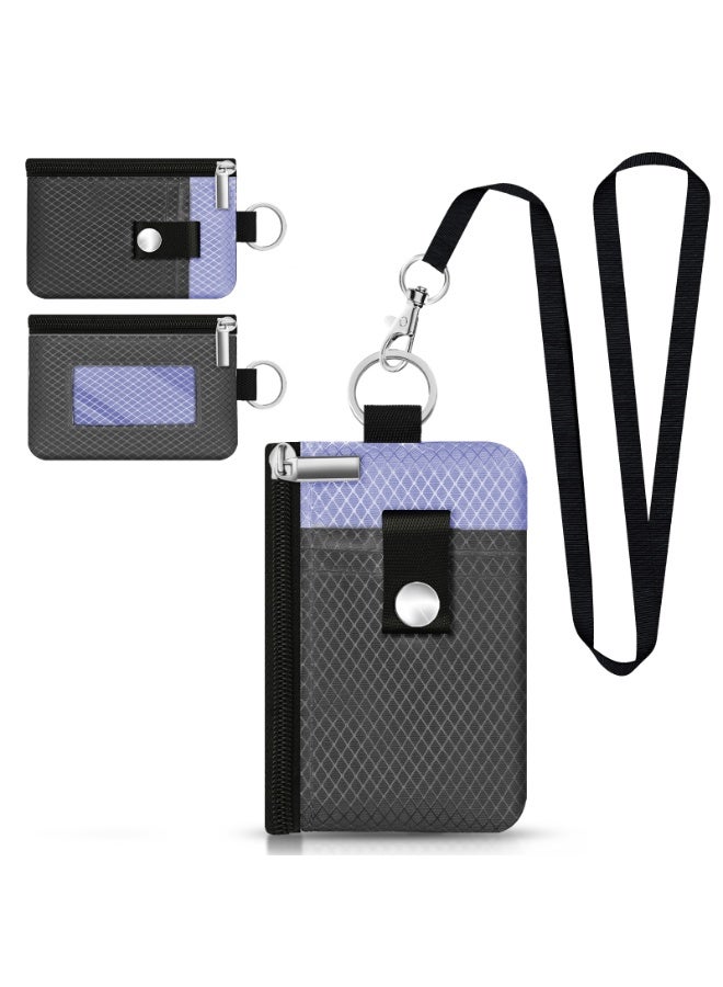 Minimalist RFID Blocking Small Wallet with ID Window,WaterResistant Zip Id Case Wallet with Lanyard Keychain for Cards,Cash,Travel,Women,Men - Image 1