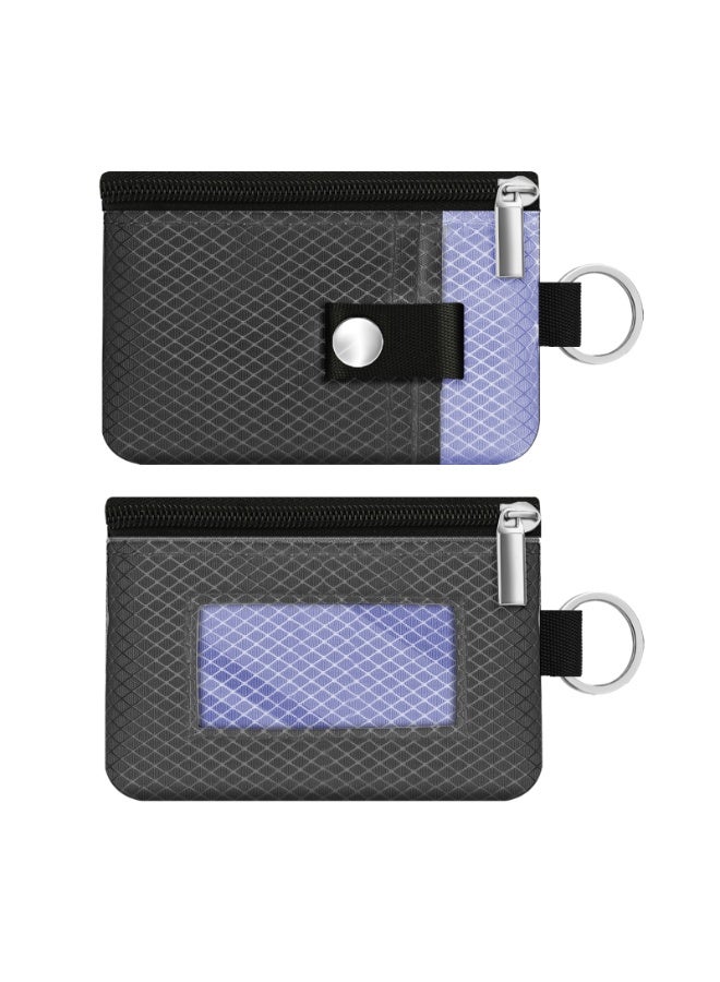 Minimalist RFID Blocking Small Wallet with ID Window,WaterResistant Zip Id Case Wallet with Lanyard Keychain for Cards,Cash,Travel,Women,Men - Image 3