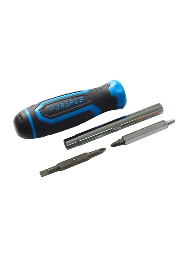 FORSAGE Screwdriver universal adjustable with bit set l-210mm (ph1, ph2, sl4.5, sl5.5, s1, s2), in blister - Image 2