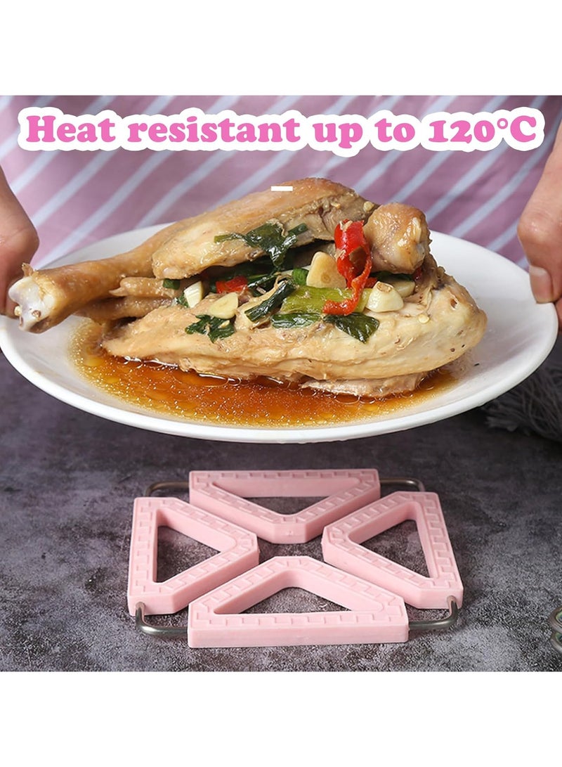 CMGTYYD 3 Pcs Trivets for Kitchen Worktops, Folding Silicone Trivet, Trivets for Hot Dishes, Multipurpose Worktop Protector, Pot Holder Heat Proof Mats for Hot Pans/Cup/Dishes/Plates - Image 4