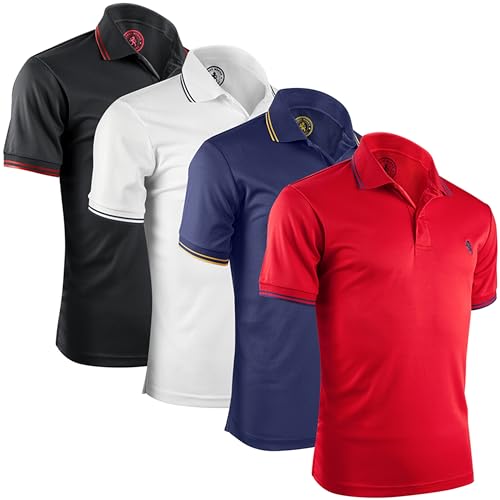 Albert Morris Mens Striped Short Sleeve Polo Shirts 4 Pack - Regular Fit - Multicolor - American Classic Stripe - XX-Large - Image 1