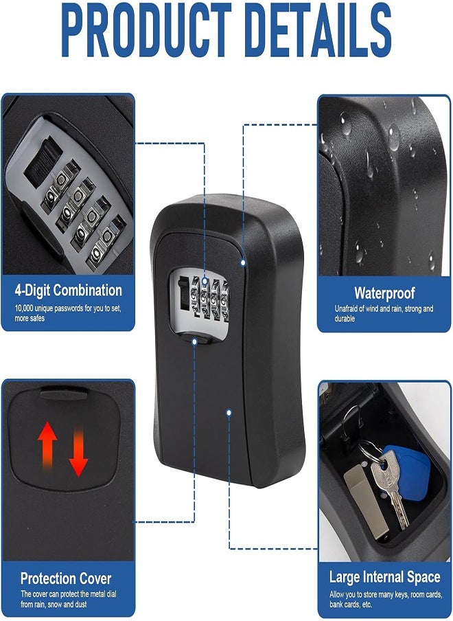 Generic Combination Key Lock Box, No Drilling Required, Eyehole Design, for Home, Airbnb, Construction Sites, and Outdoor Use  - Image 5