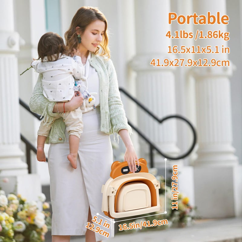 Kerbwry Collapsible Baby Bathtub for Newborn to Toddler (0-18 Months) - Foldable Baby Bath Tub with Soft Towel, Newborn& Infant Bathtub for Travel and Outdoor, Brown - Image 5