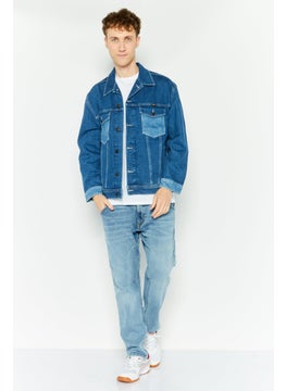 Wrangler Men Textured Long Sleeve Denim Jacket, Blue  - Image 2