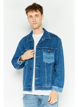Wrangler Men Textured Long Sleeve Denim Jacket, Blue  - Image 1