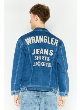 Wrangler Men Textured Long Sleeve Denim Jacket, Blue  - Image 4
