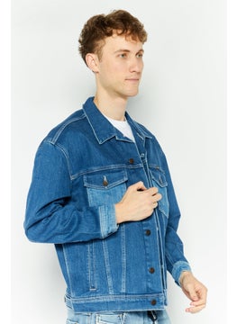 Wrangler Men Textured Long Sleeve Denim Jacket, Blue  - Image 3