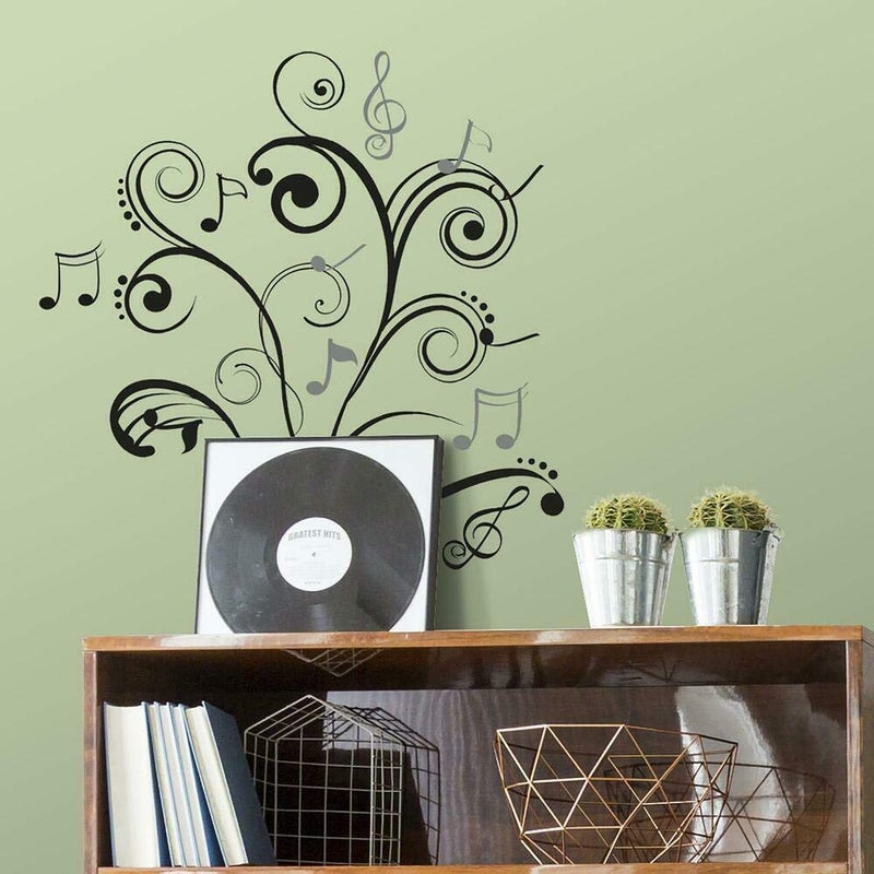 RoomMates RMK2083SCS Music Note Scroll Peel and Stick Wall Decals , Black - Image 2
