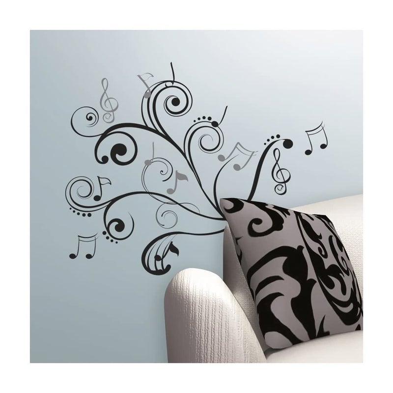 RoomMates RMK2083SCS Music Note Scroll Peel and Stick Wall Decals , Black - Image 3