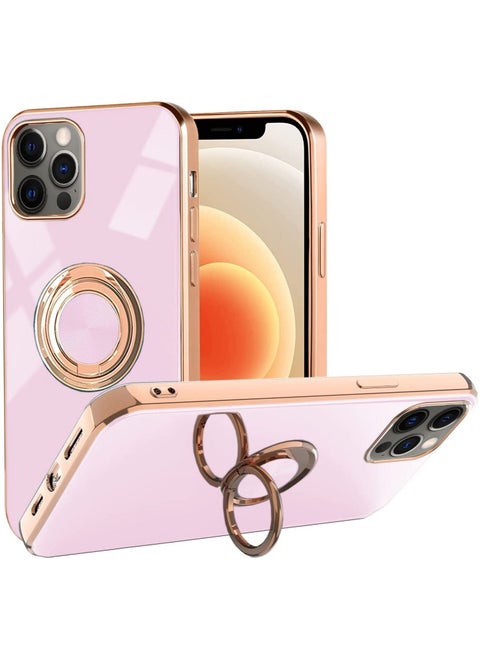 Design for iPhone 14 Pro Max Case, Soft TPU Edge Plating 360 Degree Rotation Ring Holder Kickstand Protective Anti-Scratch Cover Work