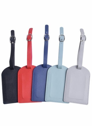 Personalized PU Leather Luggage Tags Set of 5 with Name ID Card and Durable Buckle Straps for Easy Suitcase Identification for Travelers - pzsku/Z3C98F28894549F3232A6Z/45/_/1723112604/58b577d2-56ee-4d32-bf82-67187fedc43c