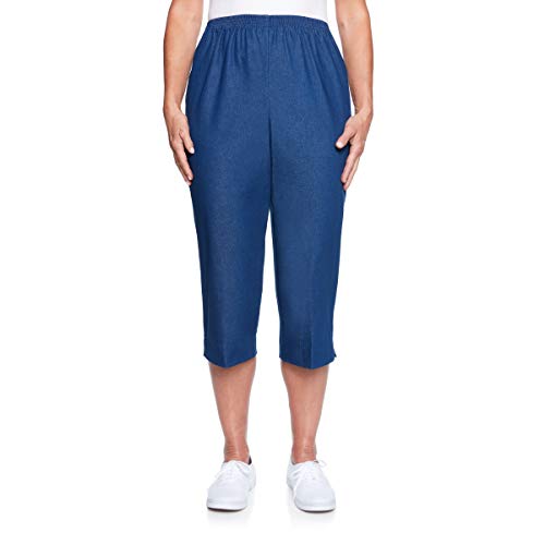 Alfred Dunner All Around Elastic Waist Denim Missy Capris Pants - Elastic Waist Jeans, Denim, 18 - Image 1