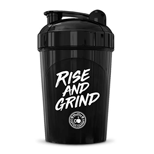 MIXT Energy Rise And Grind Shaker Bottle, 16 oz. Shaker Bottle, BPA Free & Lid Mixing Technology (16 oz, Black) - Image 1