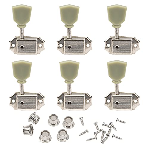 Yootones 6Pcs Yootones Vintage Style Guitar Tuning Pegs Machine Head Tuners 3L3R Compatible with Les Paul Epiphone Guitar Parts (Silver) - Image 1