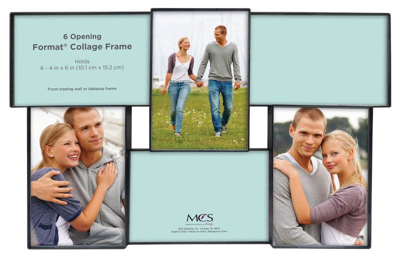 MCS MCS FrontLoading Collage Picture Frame With 6 Openings 4 x 6 Black Rectangular 