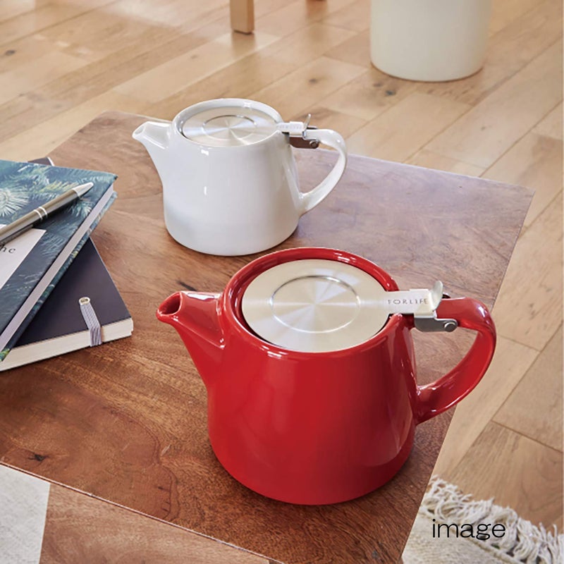 FORLIFE Stump Teapot with SLS Lid and Infuser, 18-Ounce, Red - Image 2