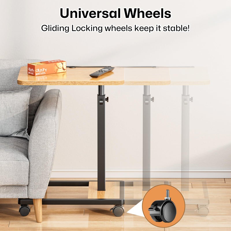 MOFAIN Adjustable TV Tray Table - 360Â° Rotating C Shaped End Side Table Sofa Couch Bed Table with Wheels for Eating Living Room Laptop - Image 3